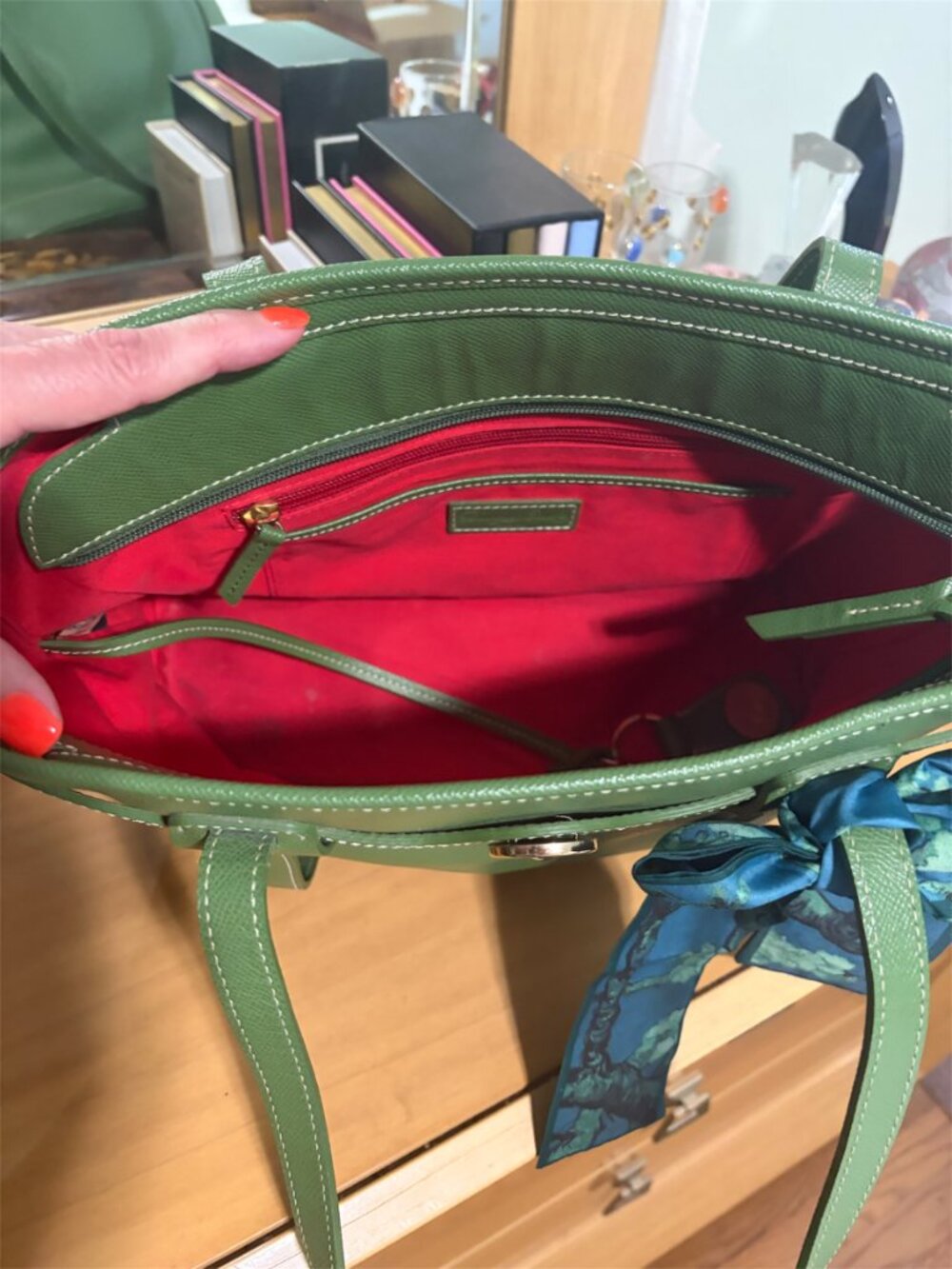 DOONEY & BURKE VINTAGE GREEN TOTE SATCHEL - EUC - WITH DB DUSTY - Picture 5 of 8